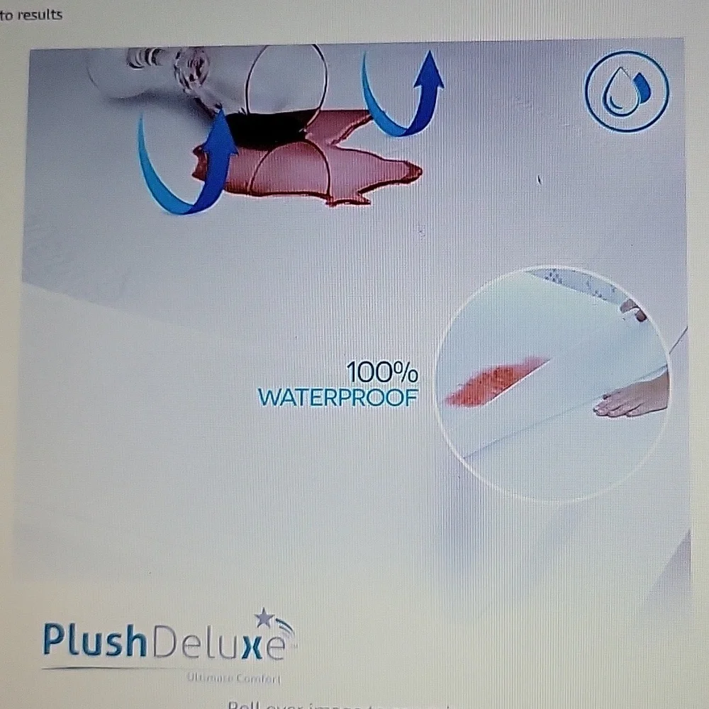 PlushDeluxe Premium Bamboo mattress protector King waterproof no noise white New